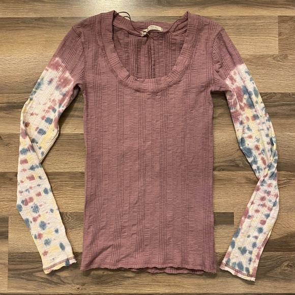 Free People Tops - Free People Purple Tie Dye Sleeve Long Sleeve Shirt